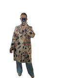Chaqueta larga antelina estampado