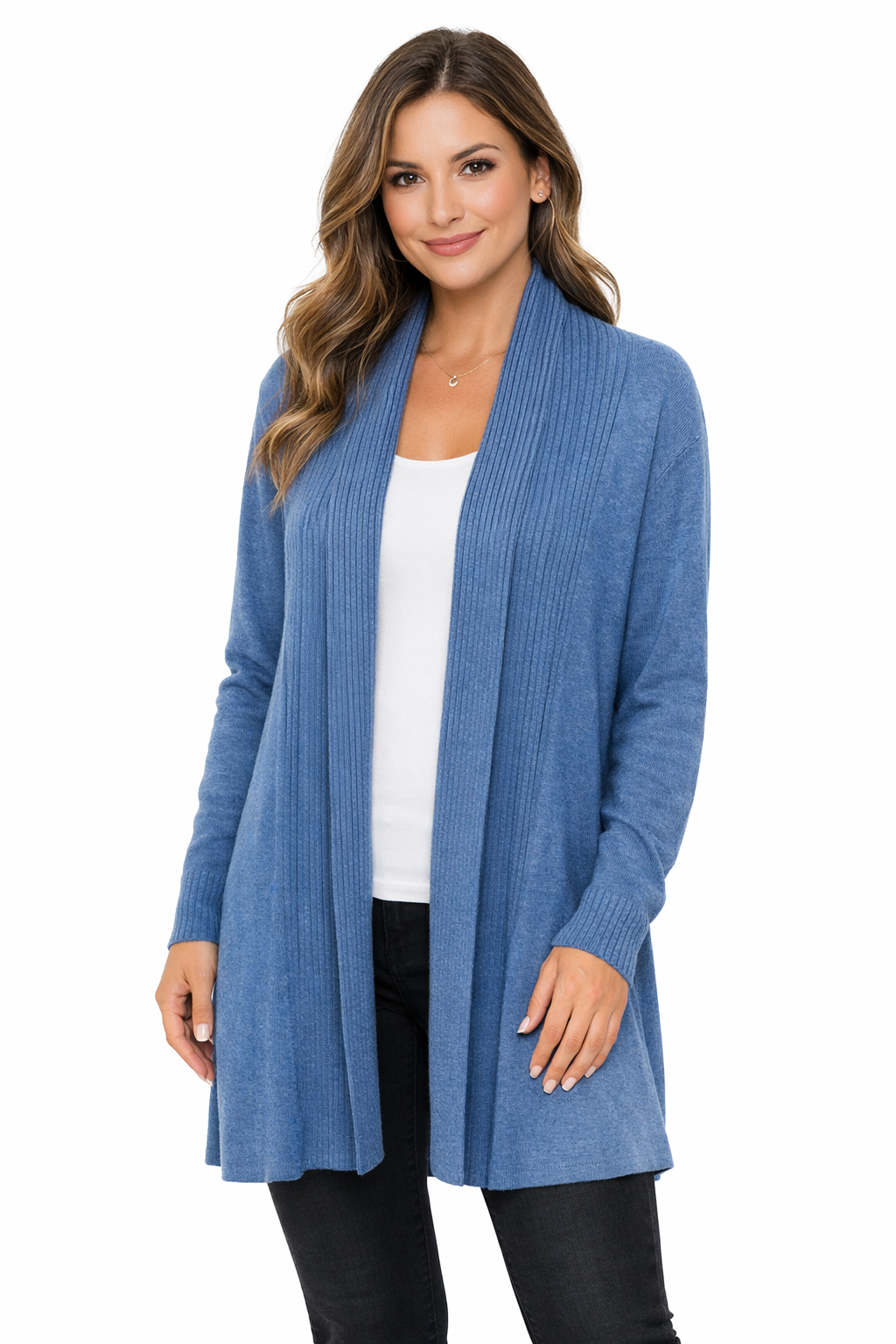 Chaqueta punto larga azul