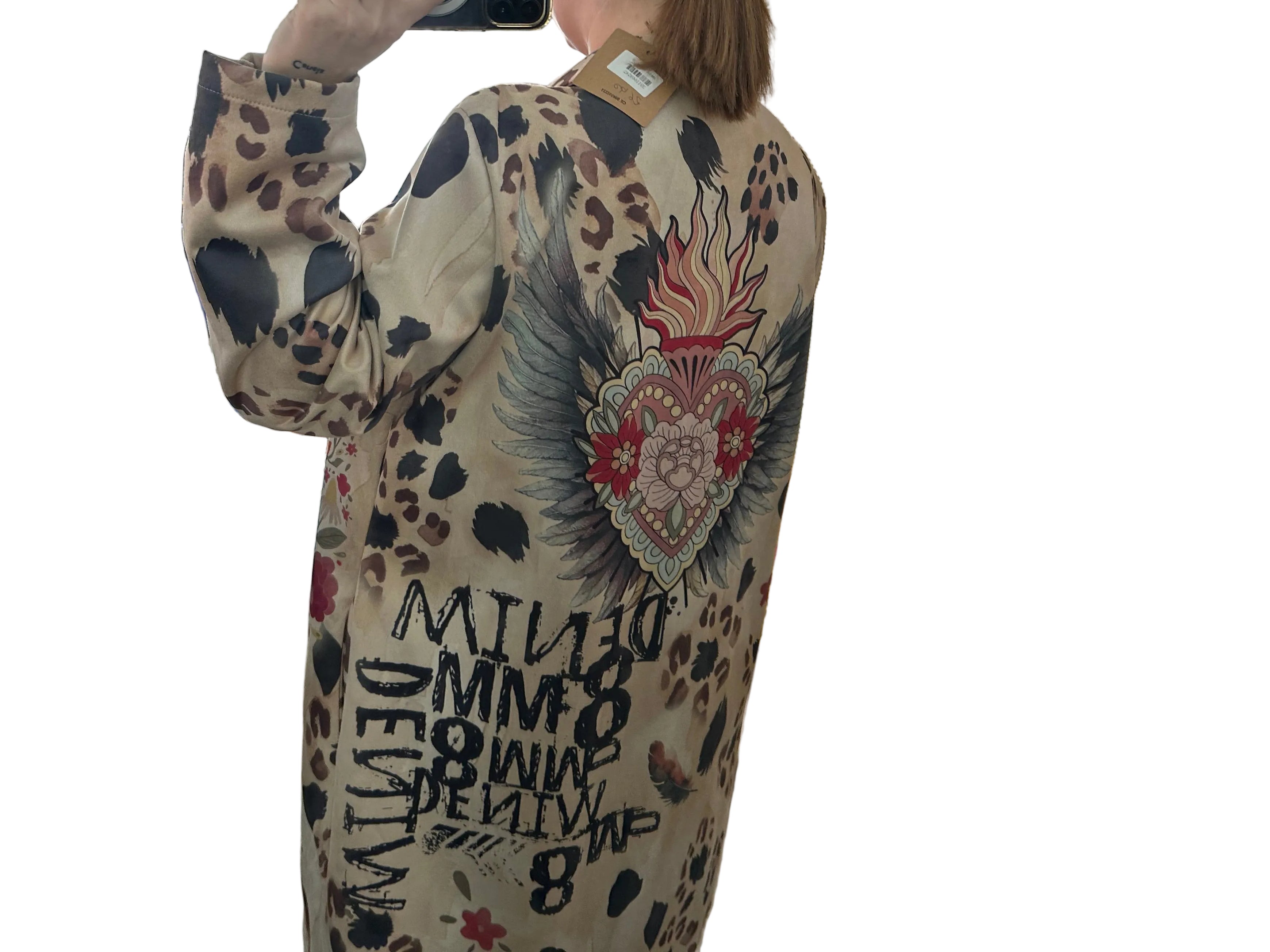 Chaqueta larga antelina estampado