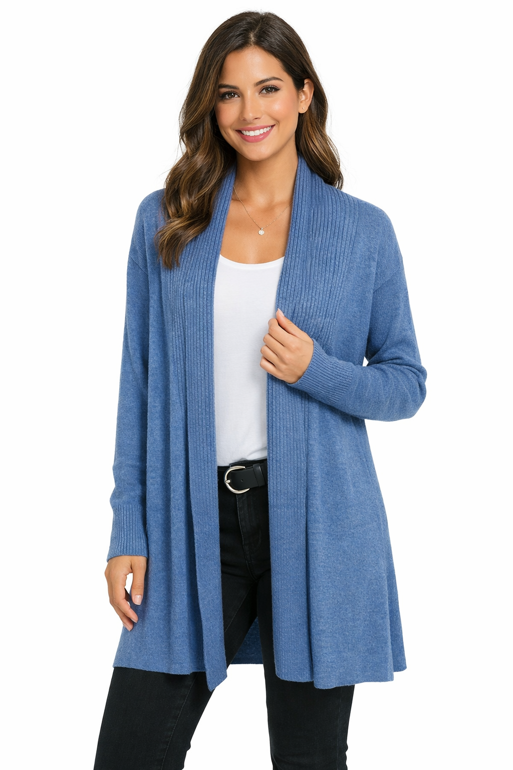 Chaqueta punto larga azul