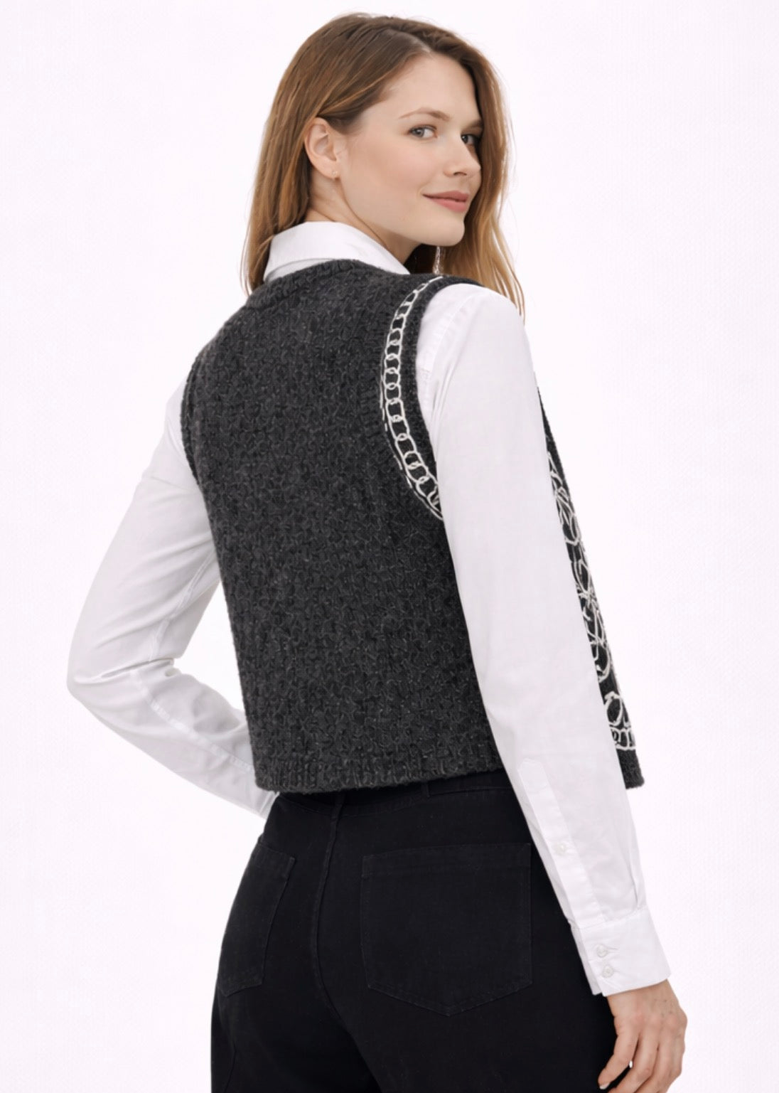 Chaleco punto gris