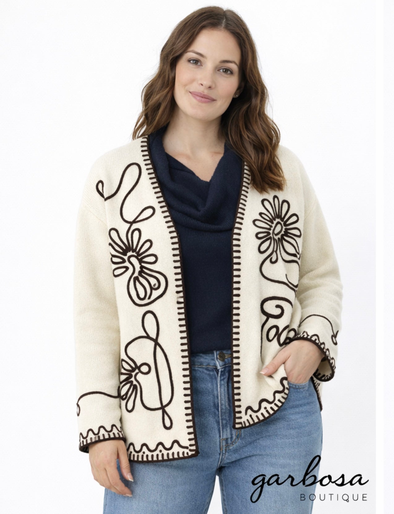 Chaqueta bordada negro