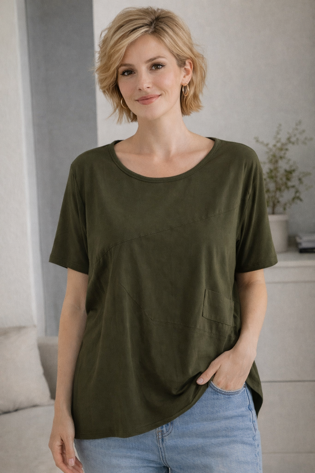 Camiseta asimétrica verde