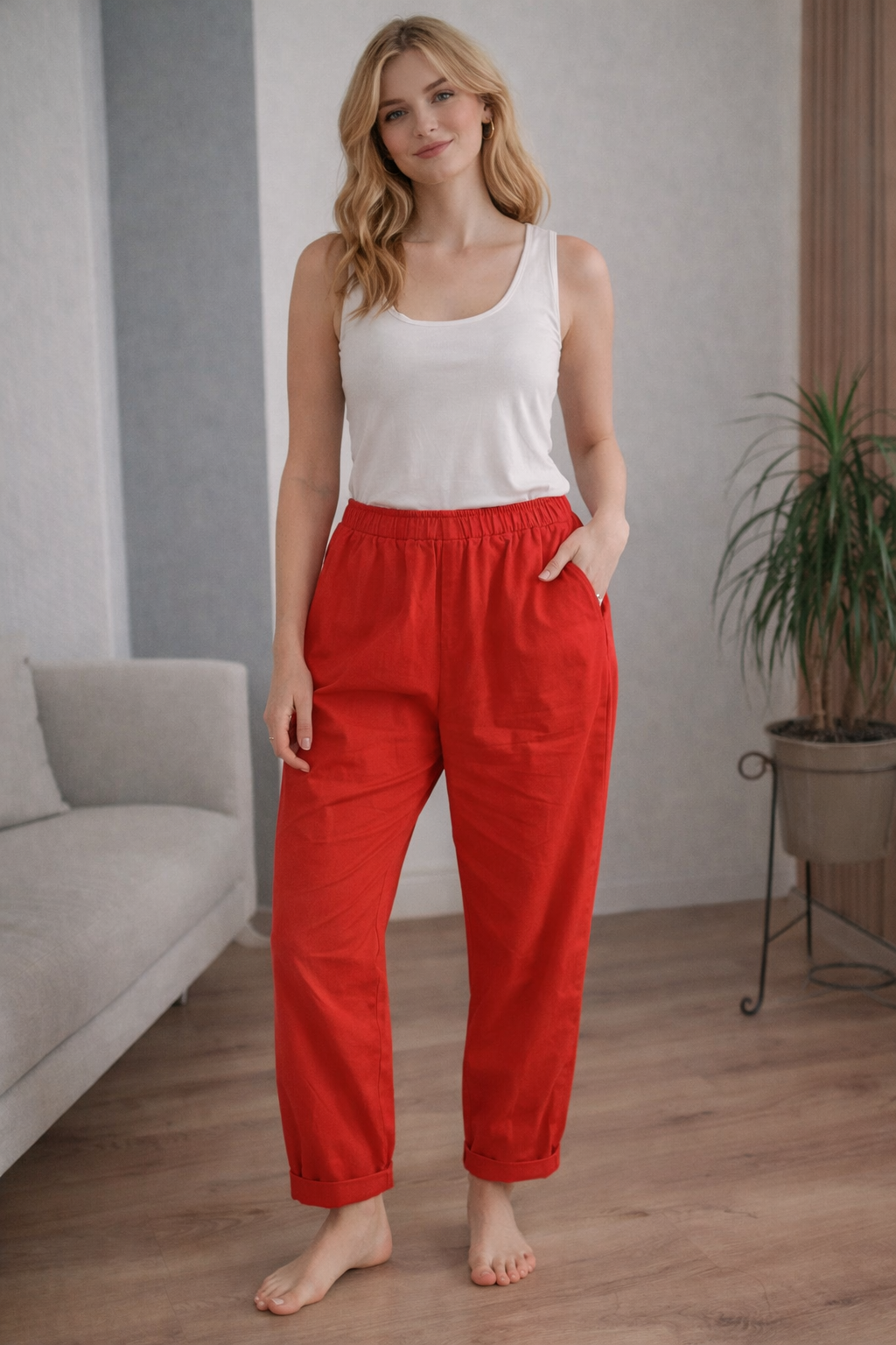 Pantalón baggy granate