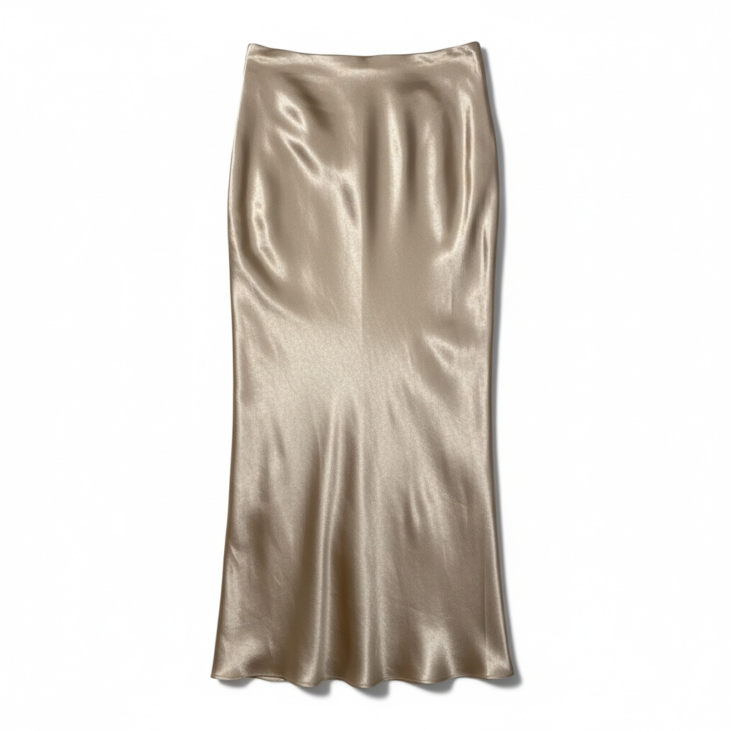 Falda champagne satén
