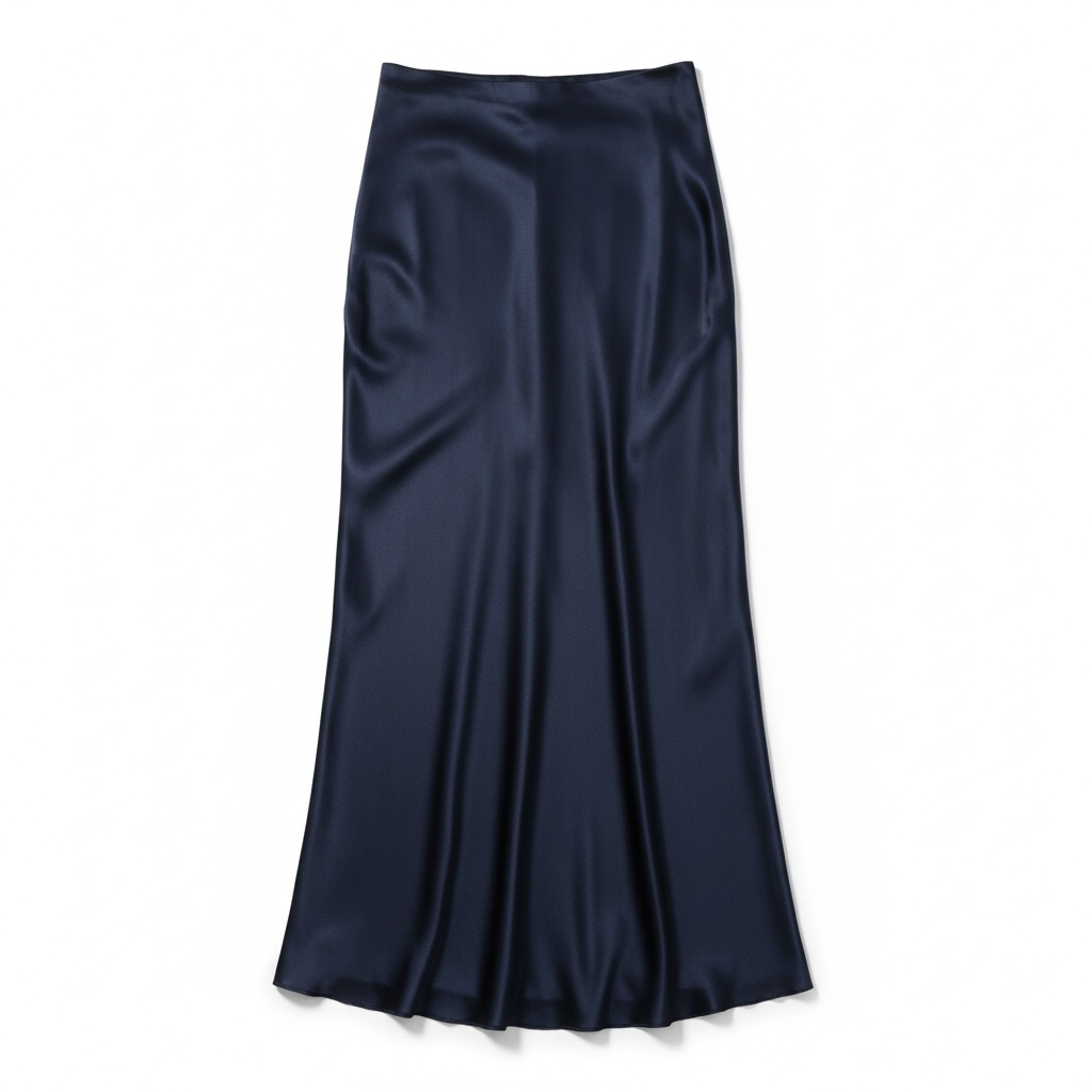 Falda satén azul marino