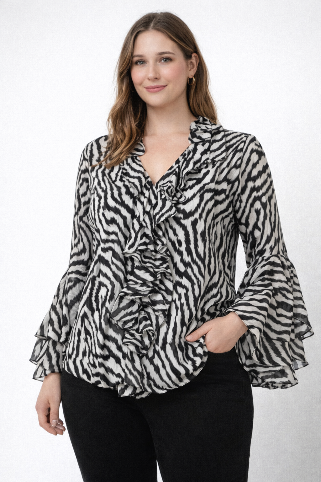 Blusa animal print con volantes