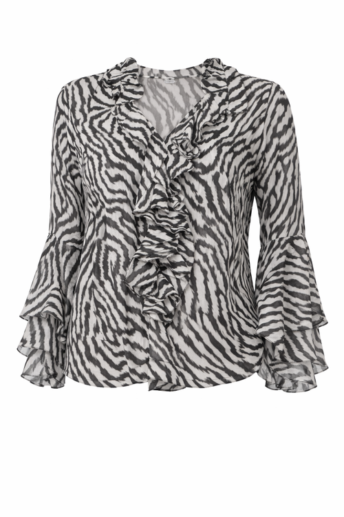 Blusa animal print con volantes