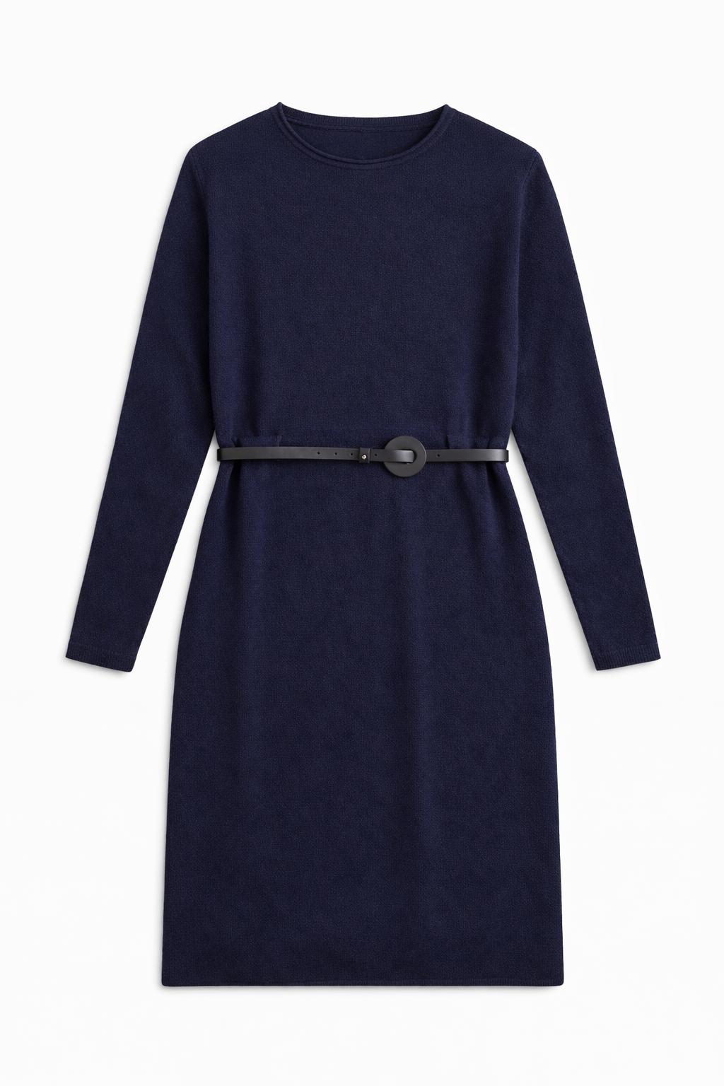 Vestido azul marino con cinturón