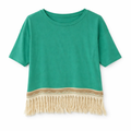 Camiseta boho con flecos verdes