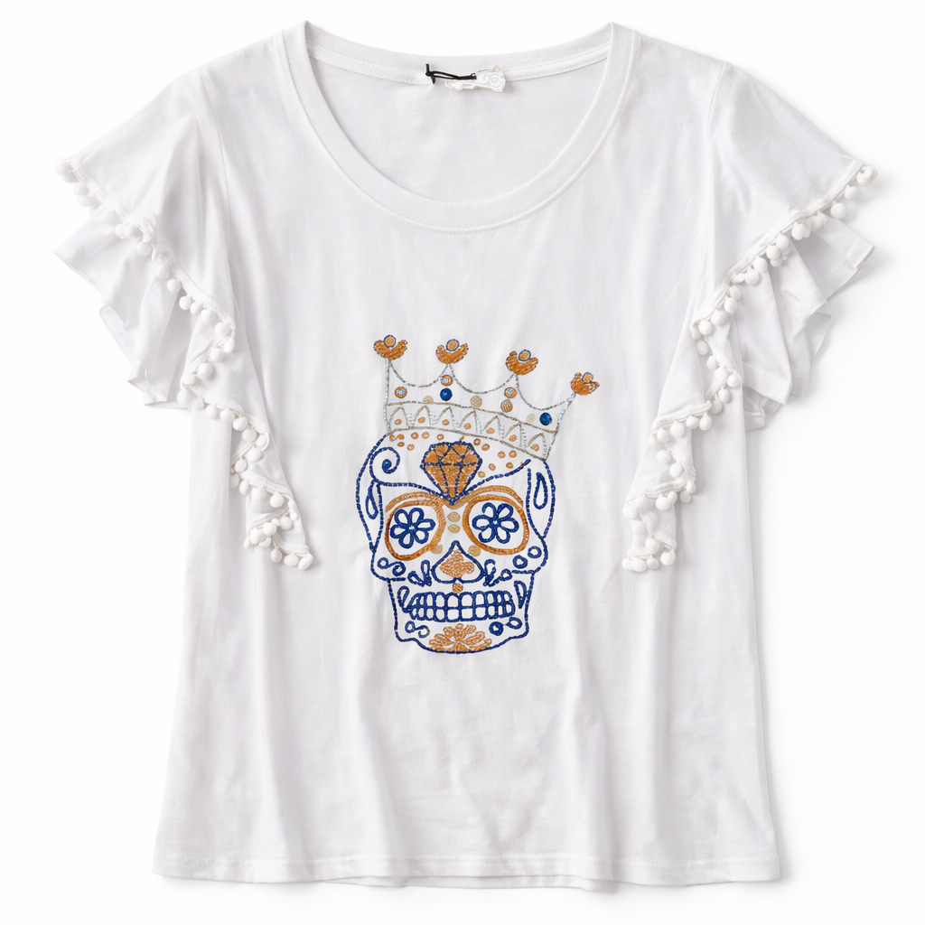 Camiseta Calavera con borlas