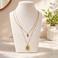 Collar Acero con cruz y Virgen