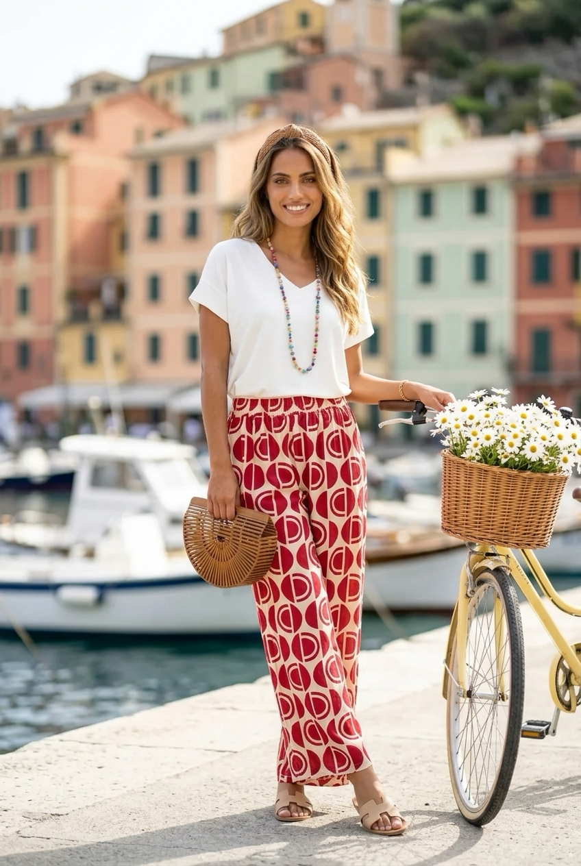 Pantalón circular rojo