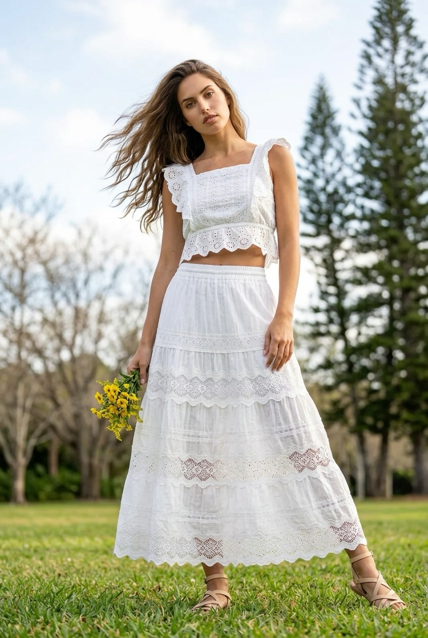 Falda encaje con crochet