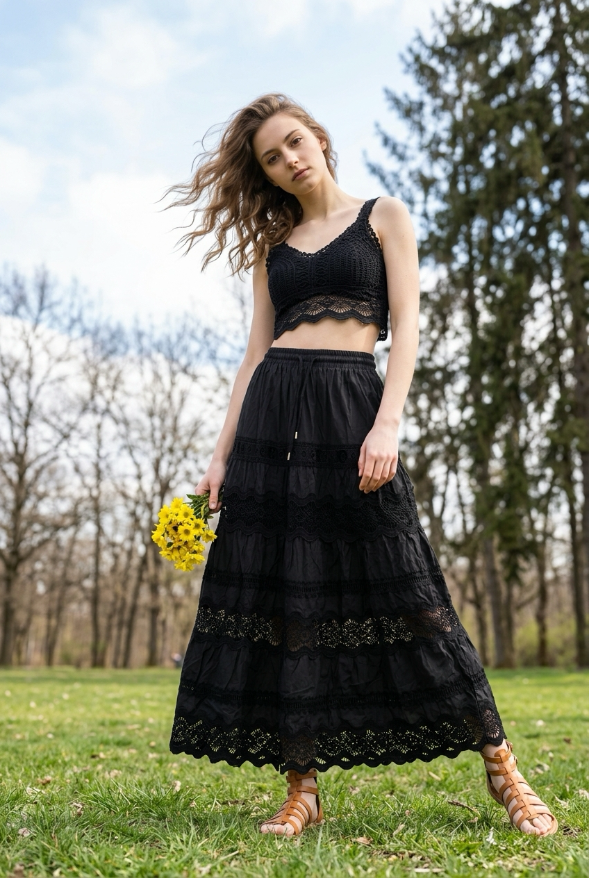 Falda encaje con crochet