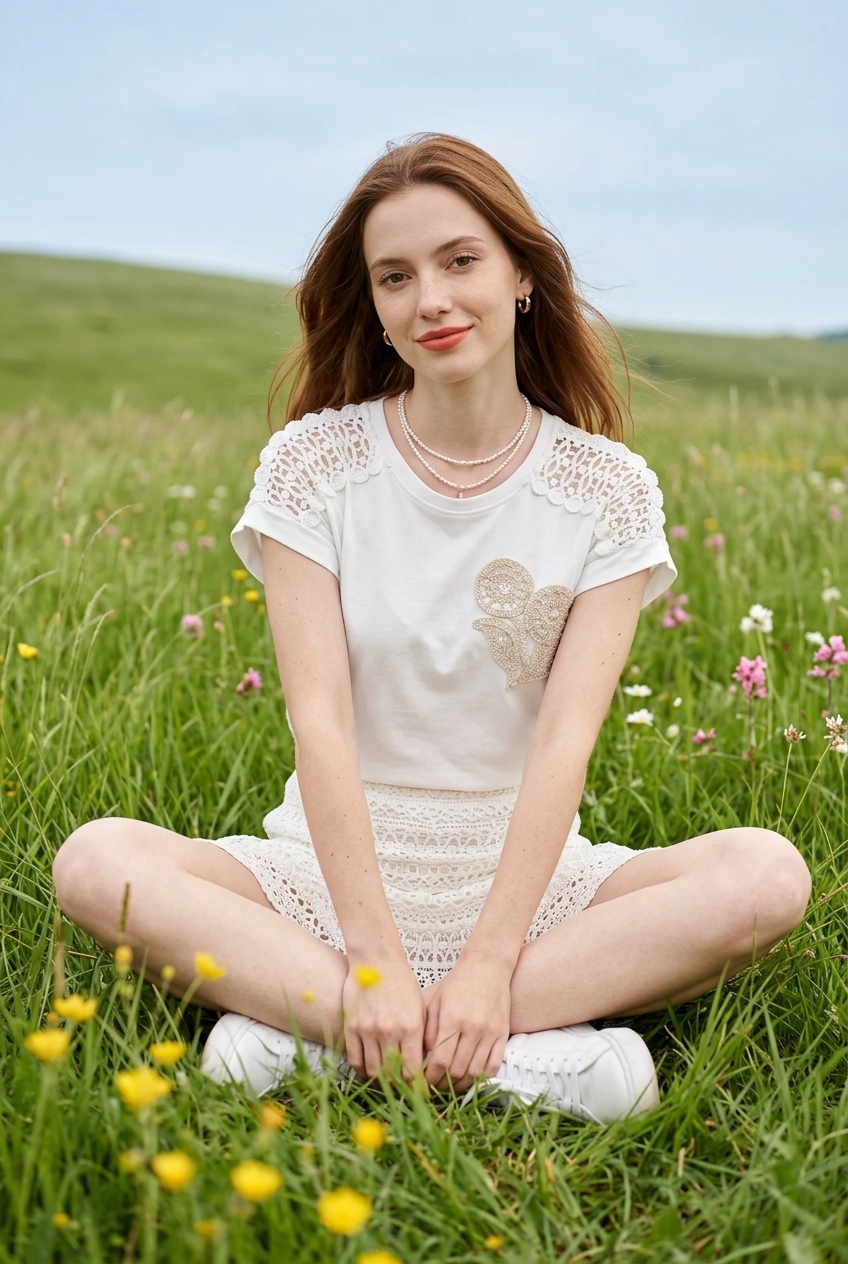Camiseta crochet flor