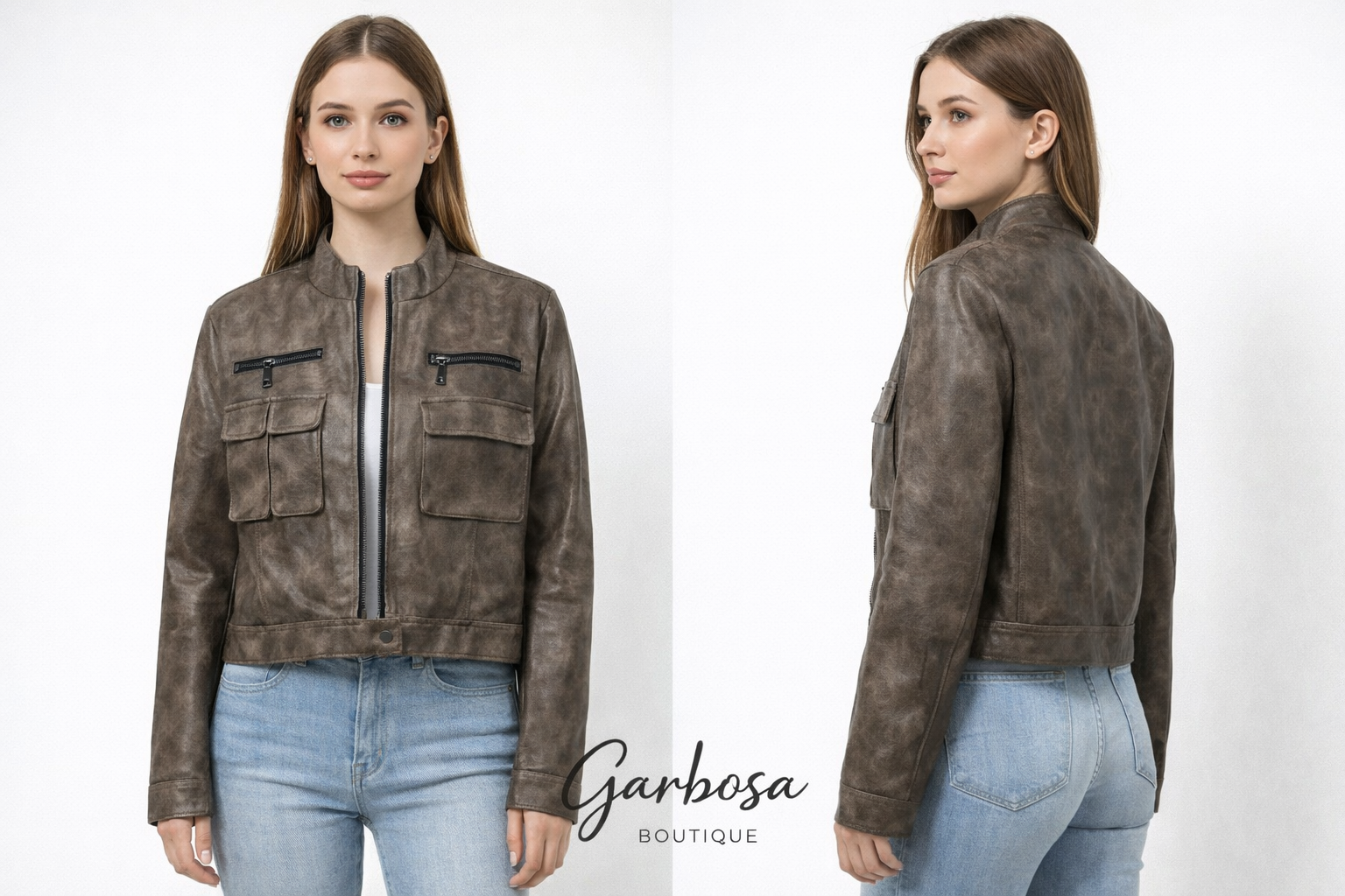 Chaqueta polipiel cintura