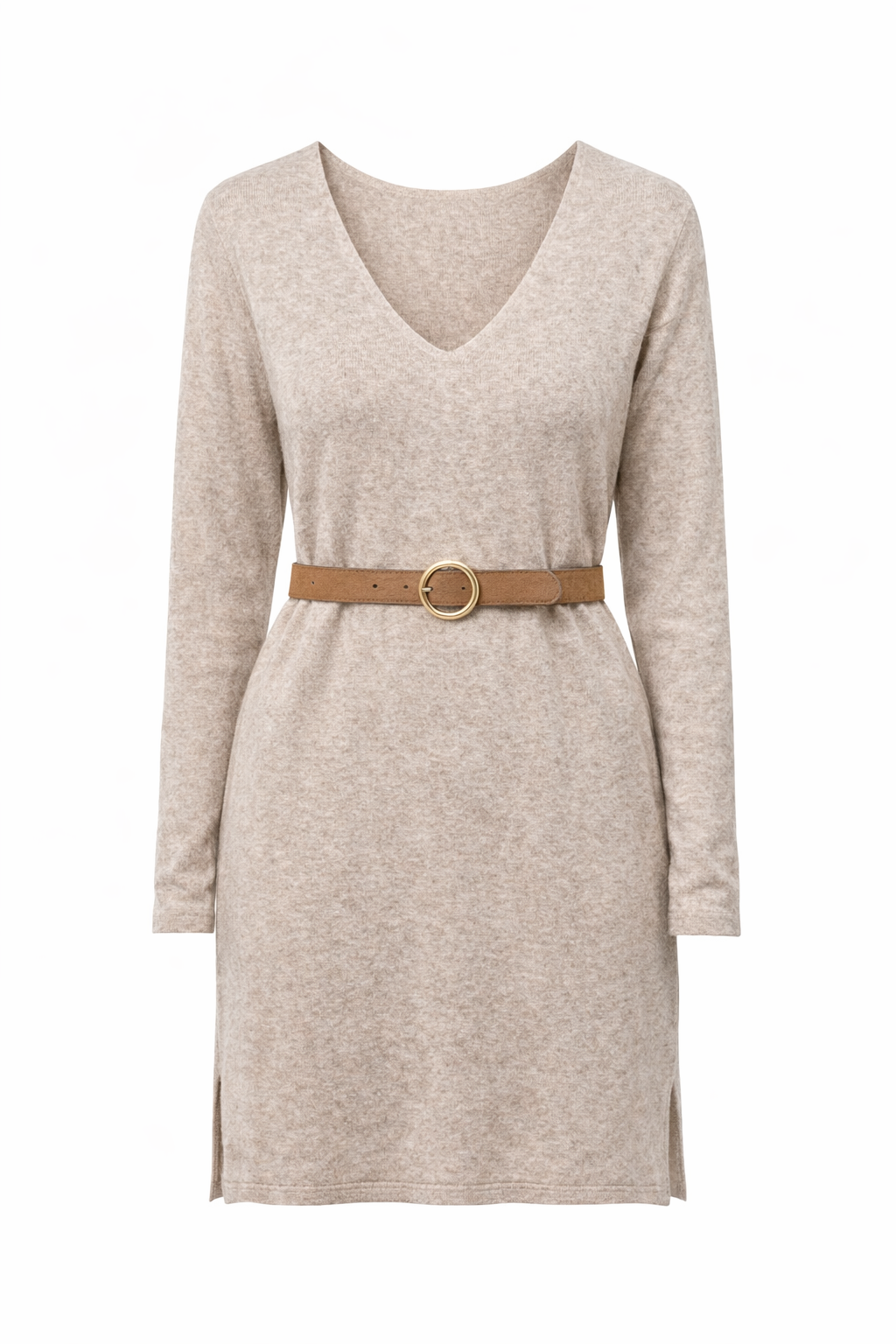 Vestido punto beige